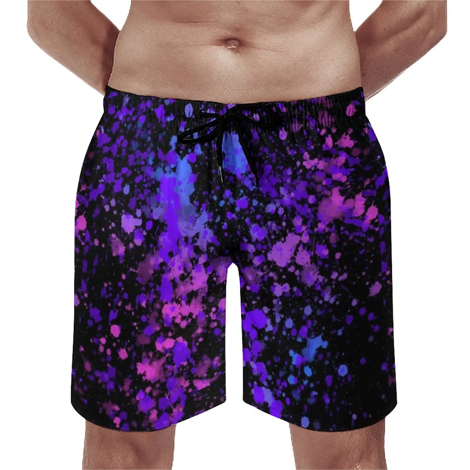 

Neon Paint Splatter Board Shorts Summer Abstract Graffiti Cute Board Short Pants Males Running Surf Quick Drying Beach Trunks