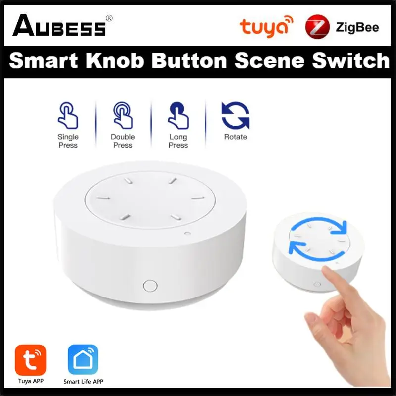 

Aubess Tuya Zigbee Smart Knob Button Scene Switch DIY Wireless Random Sticker APP Remote Control Smart Home Device By Smart Life