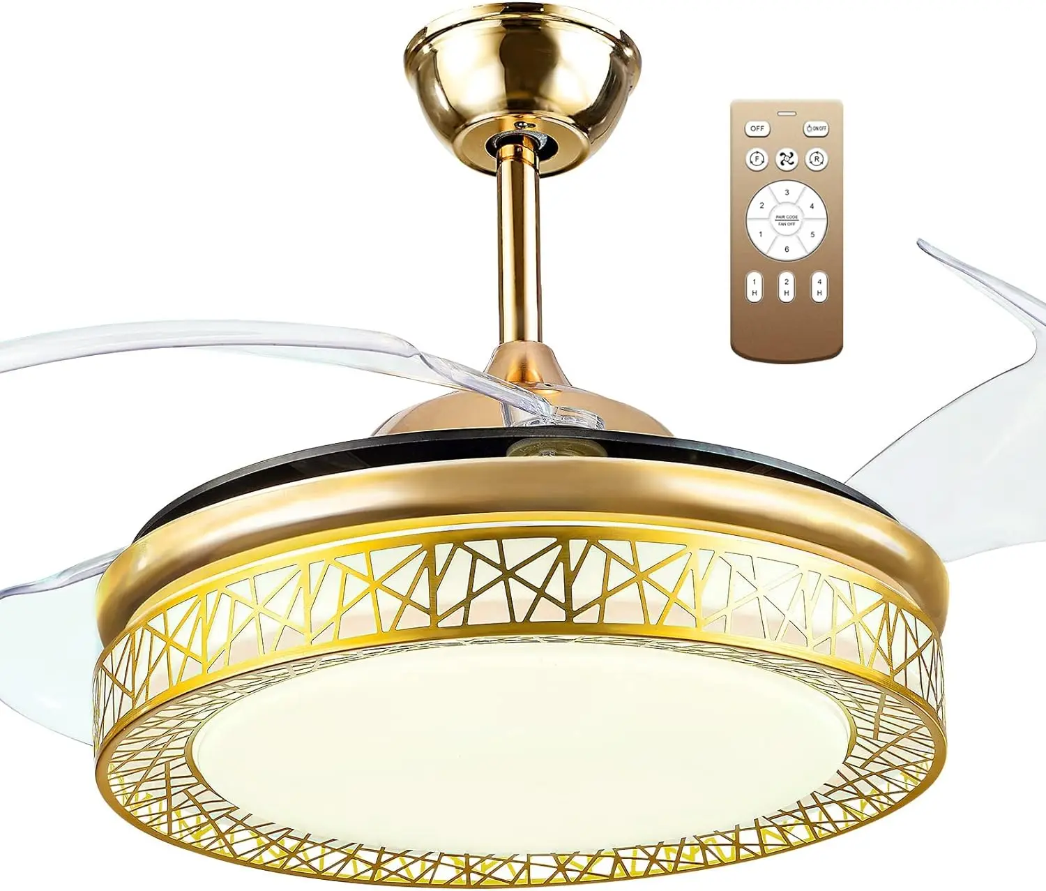 

Retractable Ceiling Fan with LED Lights Remote Control,42 Inch Dimmable Chandelier Fandelier Bladeless Indoor Ceiling Fan for B