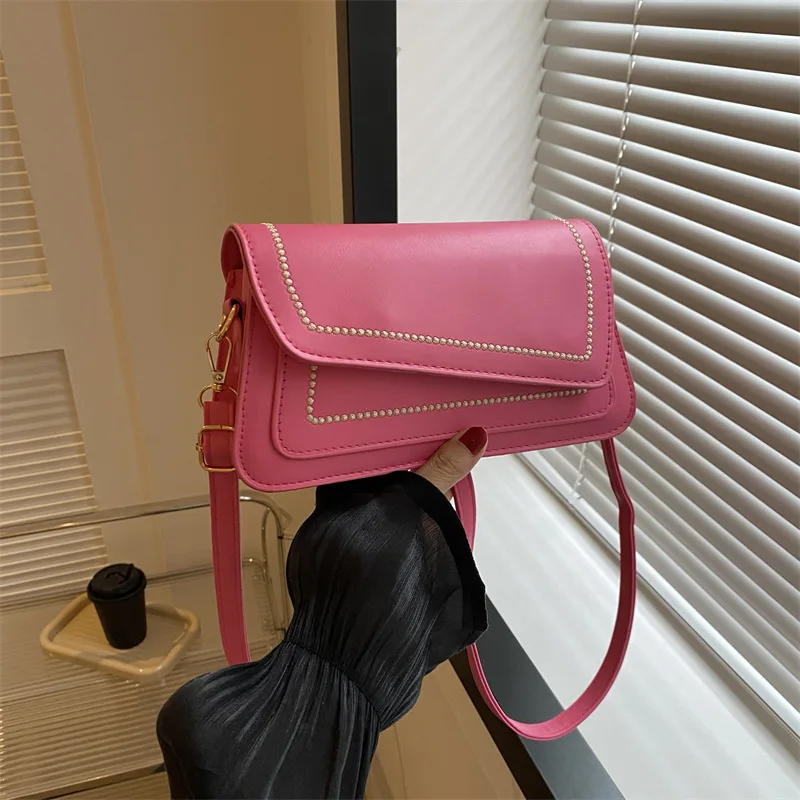 

Осенняя Новая женская маленькая сумка-конверт из искусственной кожи, дамские сумочки через плечо во французском стиле, однотонная женская сумка на плечо