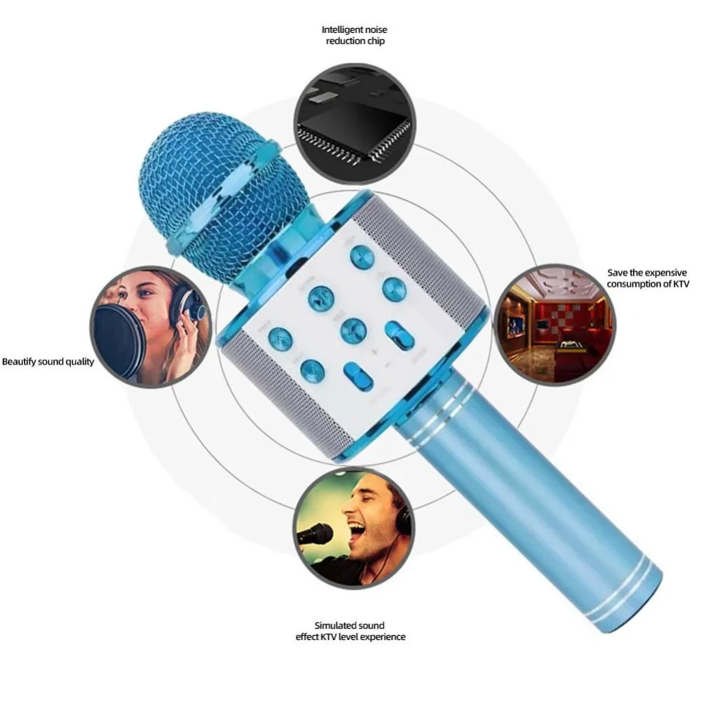 

Профессиональный детский подарок Bluetooth беспроводной микрофон караоке Колонка KTV музыкальный плеер для вокала, с рекордером ручной микрофон...