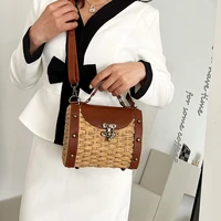 french niche womens bag high end crossbody korean version all match straw bag summer retro one shoulder handbag