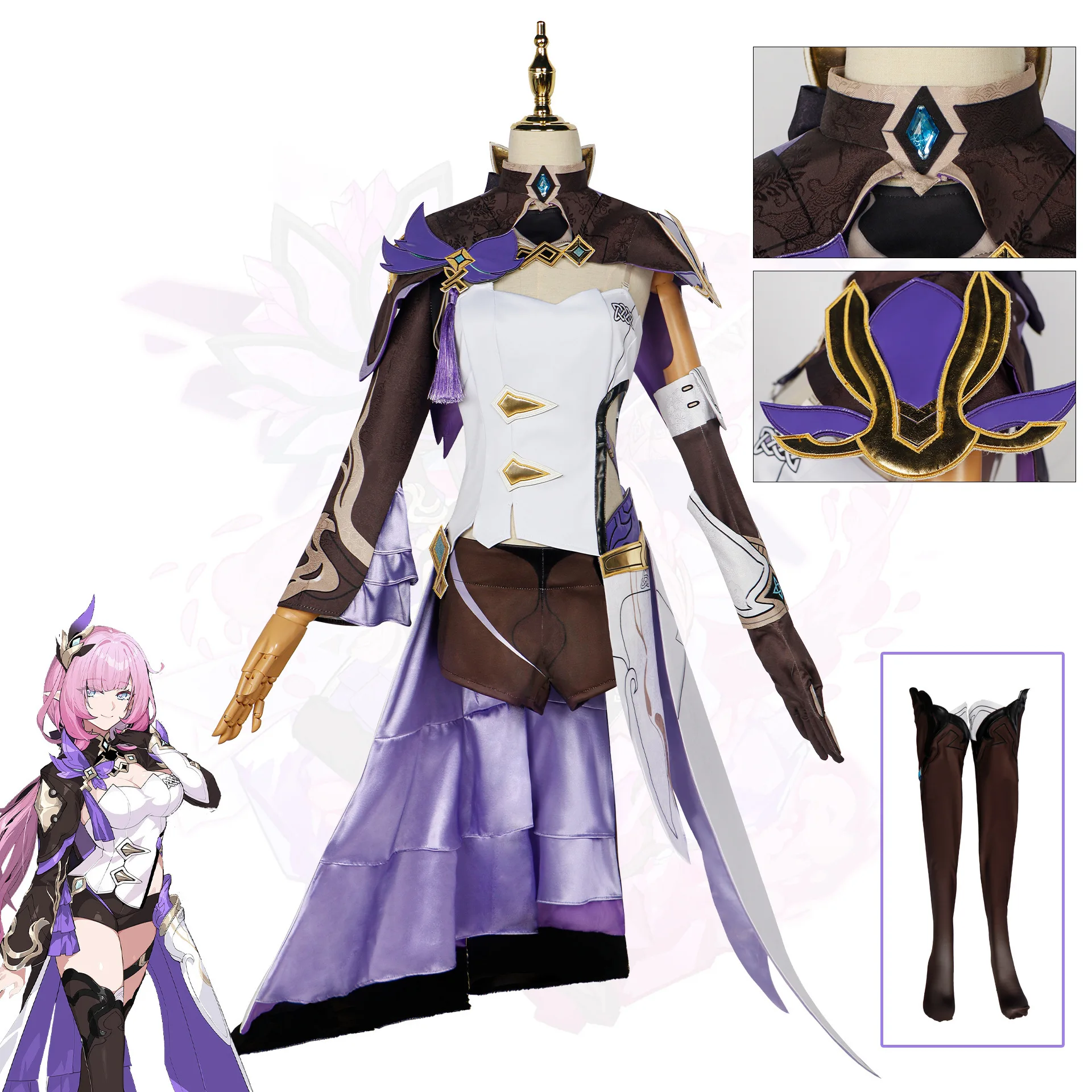 Фото Аниме Elysia, карнавальный костюм Honkai Impact 3, аксессуары для парика, обувь, сексуальная униформа, высококлассный комплект №2
