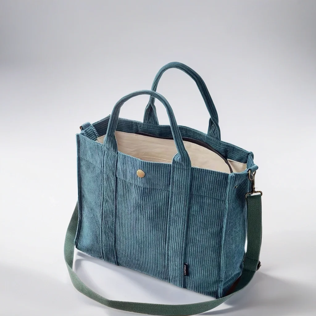 Минималистичная Вельветовая сумка с верхней ручкой-Вельветовая Сумка-тоут в