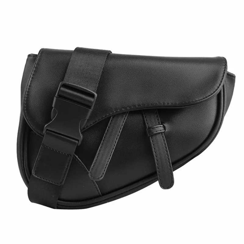 2023 New Crossbody Saddle Bag Casual Chest Bag Simple Leather One-Shoulder Korean Belt Bag Fashion Men's Bag