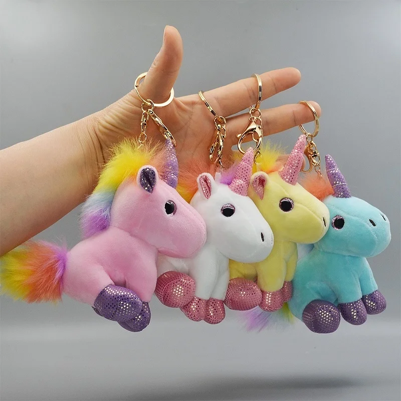 

Kawaii unicorn plush keychain color keychain women's men's cute bag car key ring student bag pendant wholesale