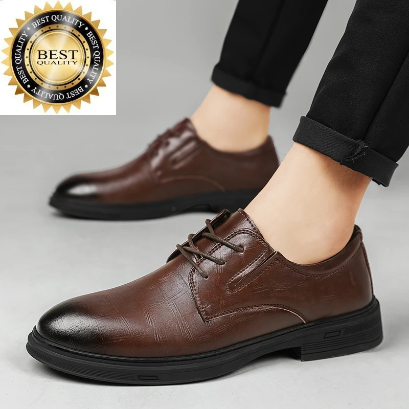 

Black Formal Man genuine Shoes Leather for Men Lace Up Oxfords Wedding Party Office Business Casual Shoe big size 48