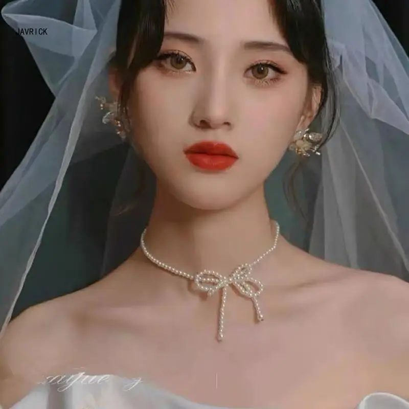 Шикарная цепочка на шею с бантом изысканное ожерелье-цепочка замком нежные