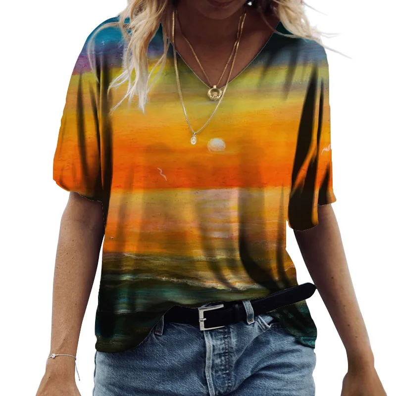 

Women's Casual T-shirt Summer Round Neck Streetwear Short Sleeve T Shirts Vintage 3D Digital Printing TShirt Oversized Tee Top