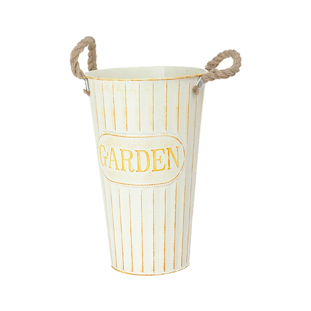 

Flower Vase Bucket Vintage Galvanized Rustic Farmhouse Metal Jug Shabby Pitcher Holder Centerpiece Iron Vases