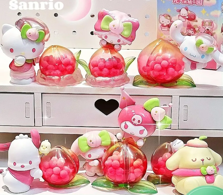

Sanrio Characters Blind Box Vitality Peach Paradise Series Anime Figures Hello Kitty Cinnamoroll Melody Kuromi Suprise Guss Bag