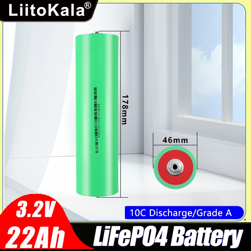 

1pcs LiitoKala 3.2v 22ah LiFePO4 Cells High 10C Discharge Current Bateria for Diy 12v Ebike Car Boat Start Solar Motorhome Solar