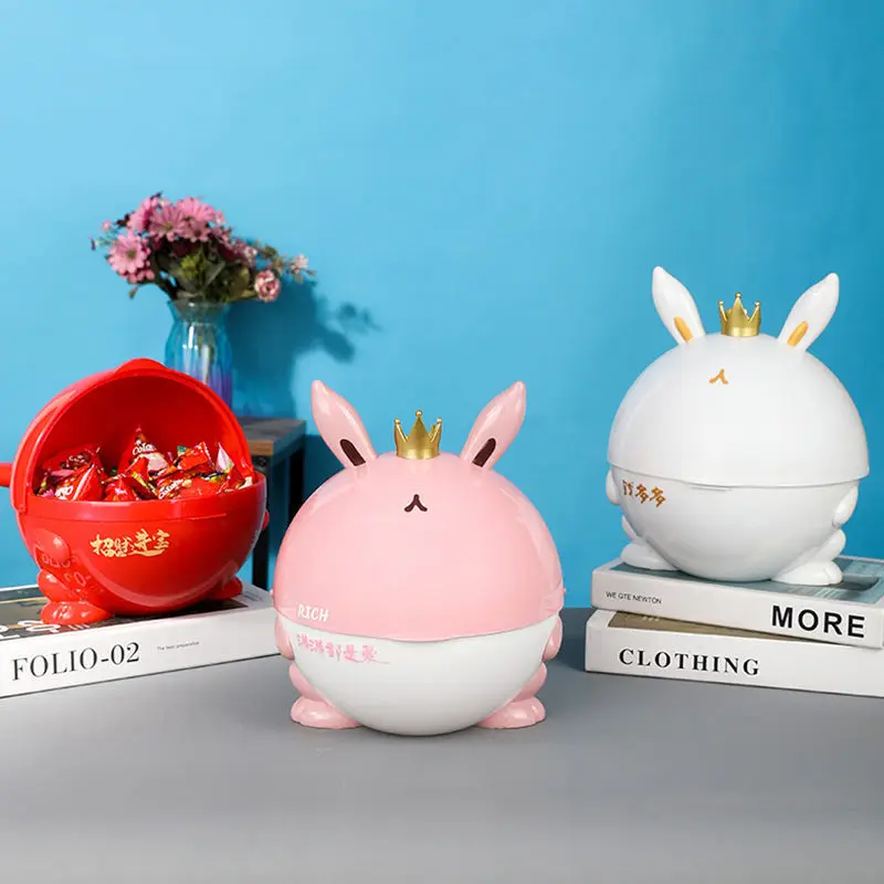 

Light Luxury Creative Cosmetic Storage Box Home Cute Rabbit Cartoon Multifunctional Fruit Plate Living Room Decoration
