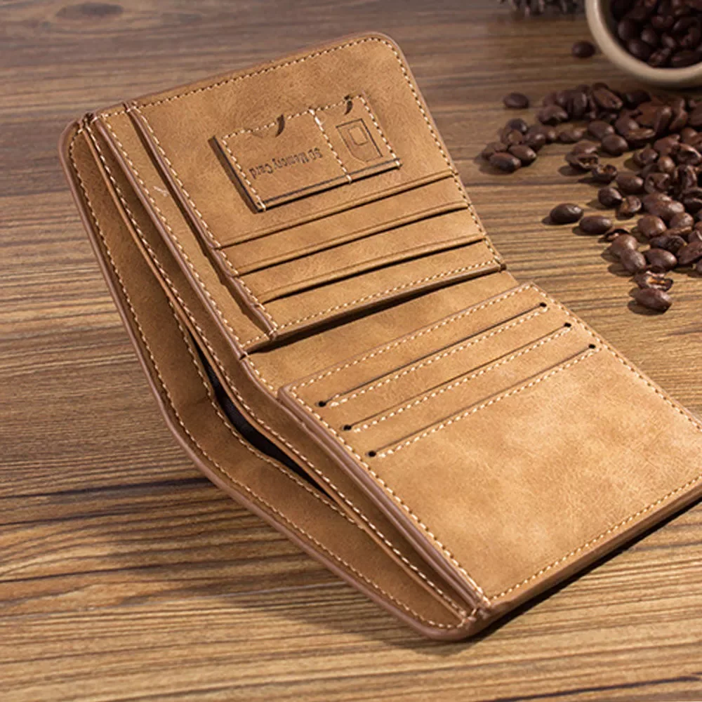 New Men's Wallet Leather Billfold Slim Hipster Cowhide Holders Coin Purses Luxury Business Foldable Wallet Gift for Male