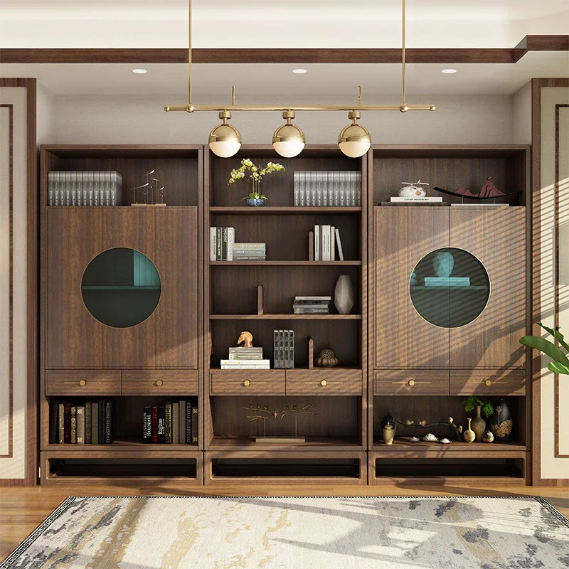 Книжный шкаф из орехового дерева комбинированный книжный в стиле ретро