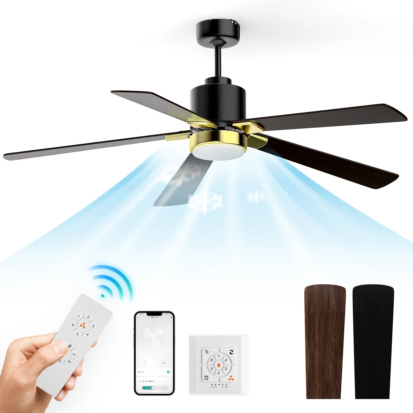 Modern Led Ceiling Fan With Lights DC Motor 6 Speeds Timing Voice/APP/Remote Control Fans Floor Loft Decorative Fan With Light