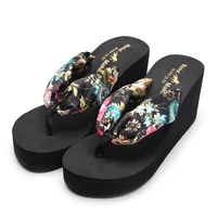 bikinikey new 2022 new summer bohemian flip flops womens high heeled slippers wear non slip fashion beach beach sandals