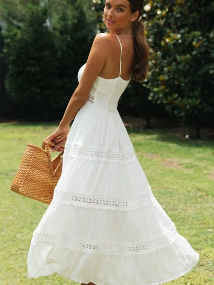 Длинное летнее платье для женщин однотонное повседневное корейское модное и