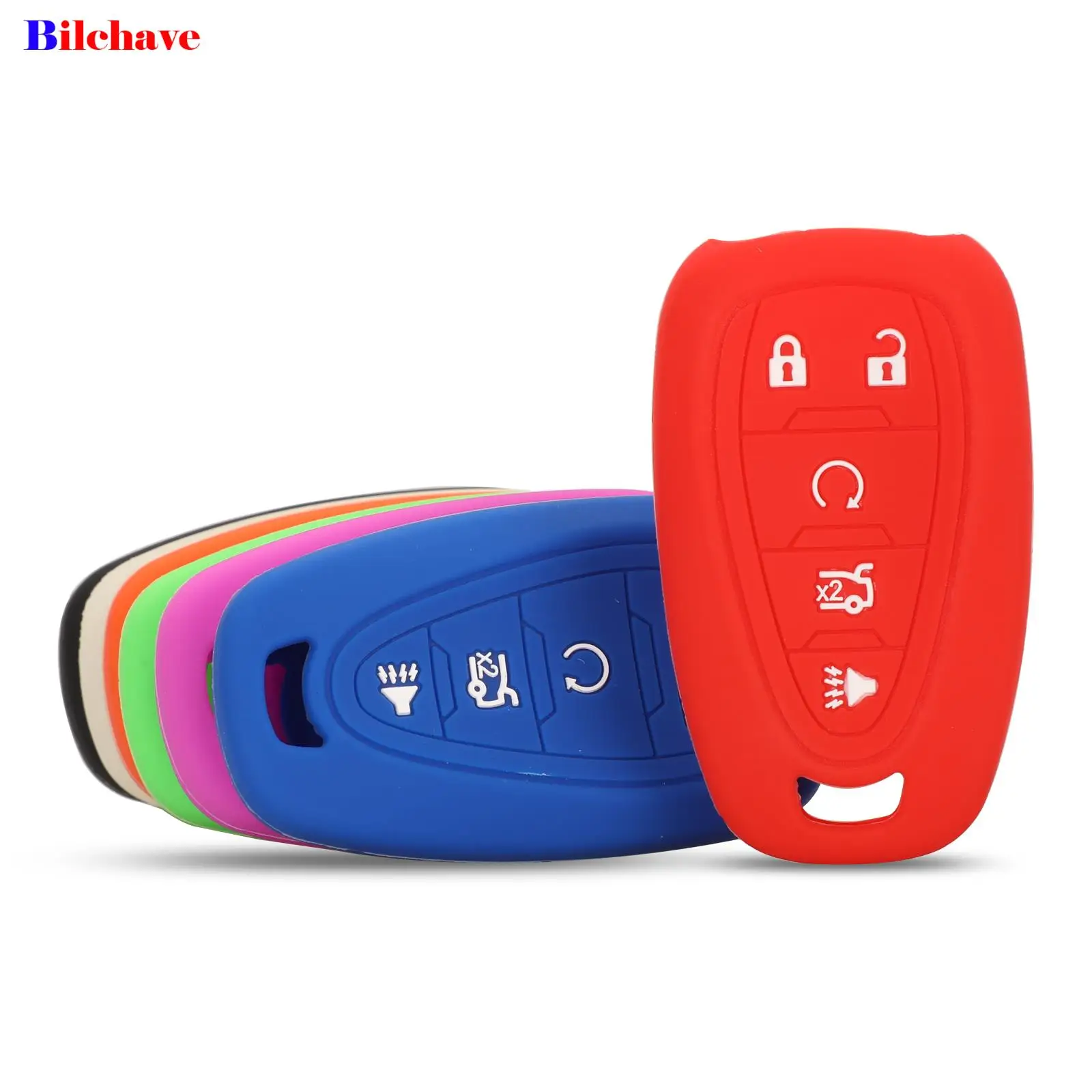 

jingyuqin 5 Buttons Silicone Remote Car Key Case Cover For Chevrolet Cruze Sonic Camaro Equniox Traverse Malibu 2016-2020