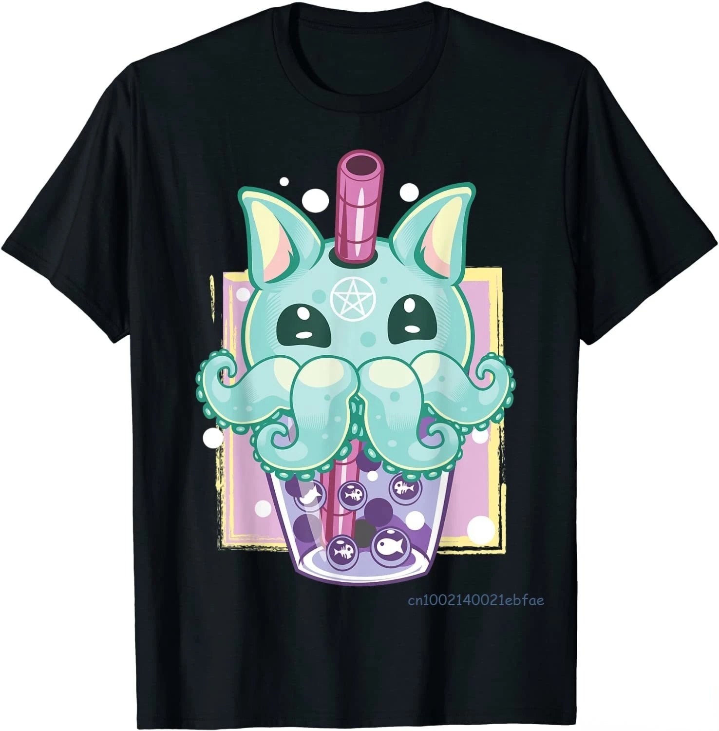 

Kawaii Pastel Goth Creepy Creature Boba Bubble Tea Vaporwave T-Shirt Summer Men Cotton Casual Tshirts Funny Large Size Tees 6xl