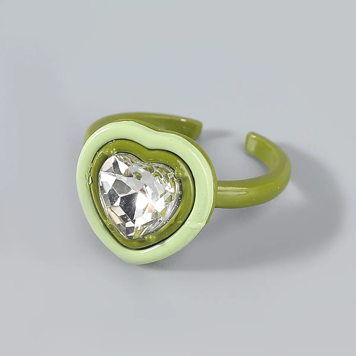 

Bohemian New Shiny Colorful Enameling Heart Shaped Zircon Adjustable Rings for Women Knuckle Ring Fashion Jewelry