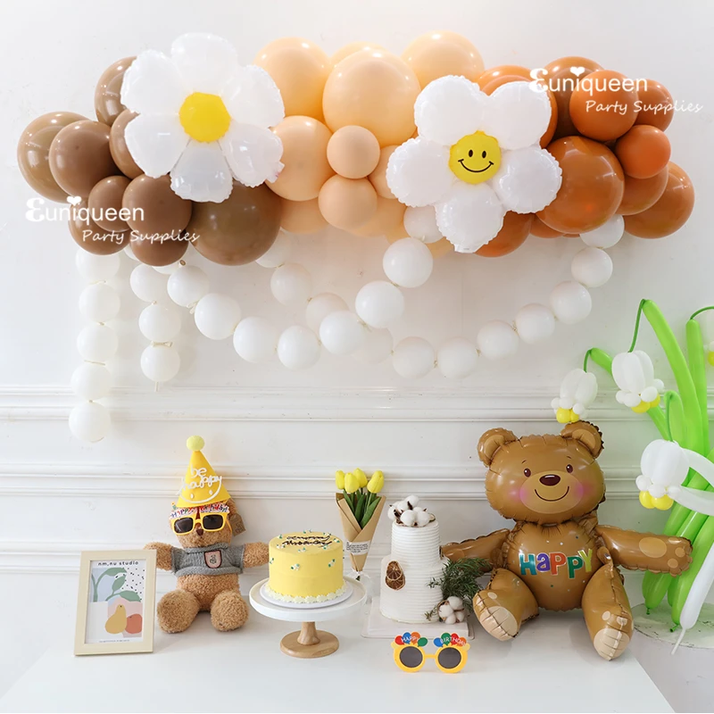 Kit de globos de margaritas para niño y niña, rosa, azul, amarillo, flor de sol, Baby Shower, mes completo, decoración de feliz cumpleaños y boda de primer año