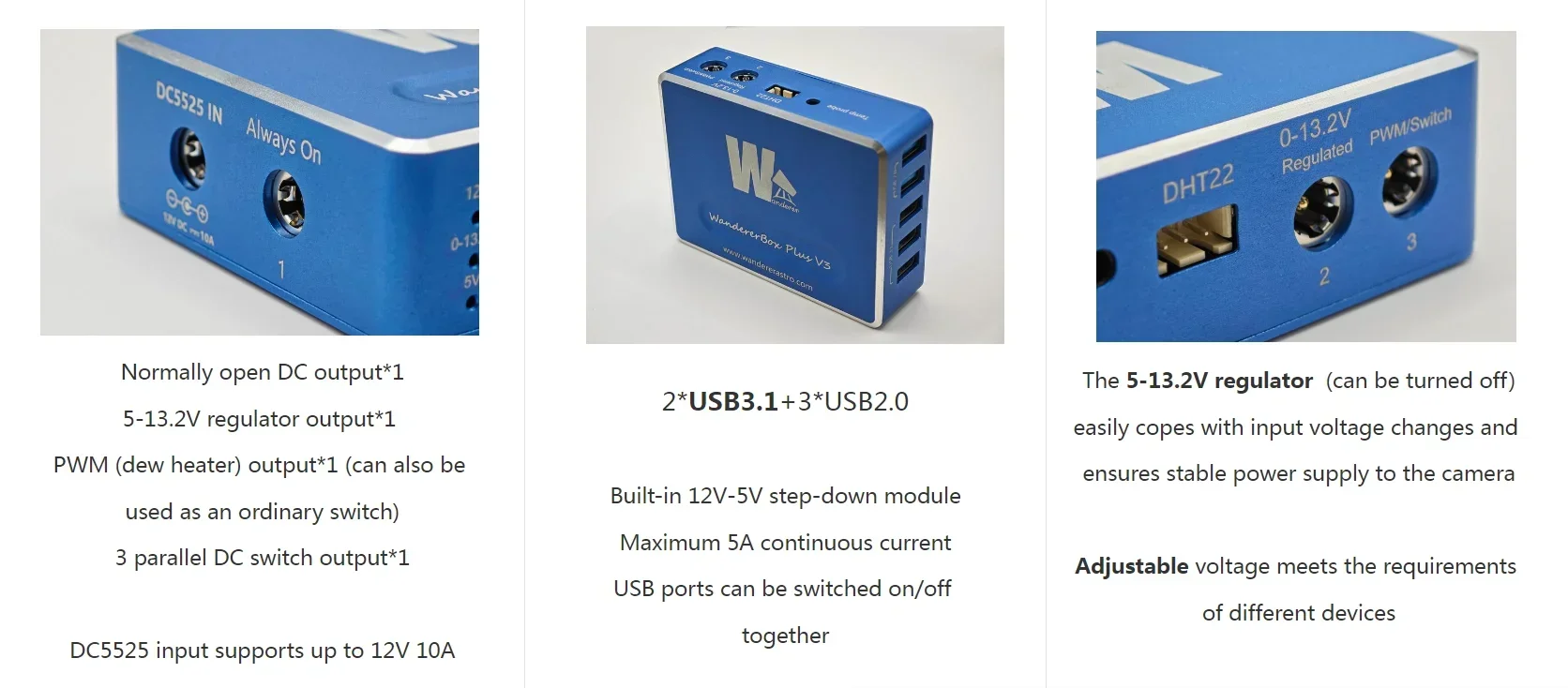 WandererBox PLUS V3 astro USB+DC блок питания совместимый с ASCOM