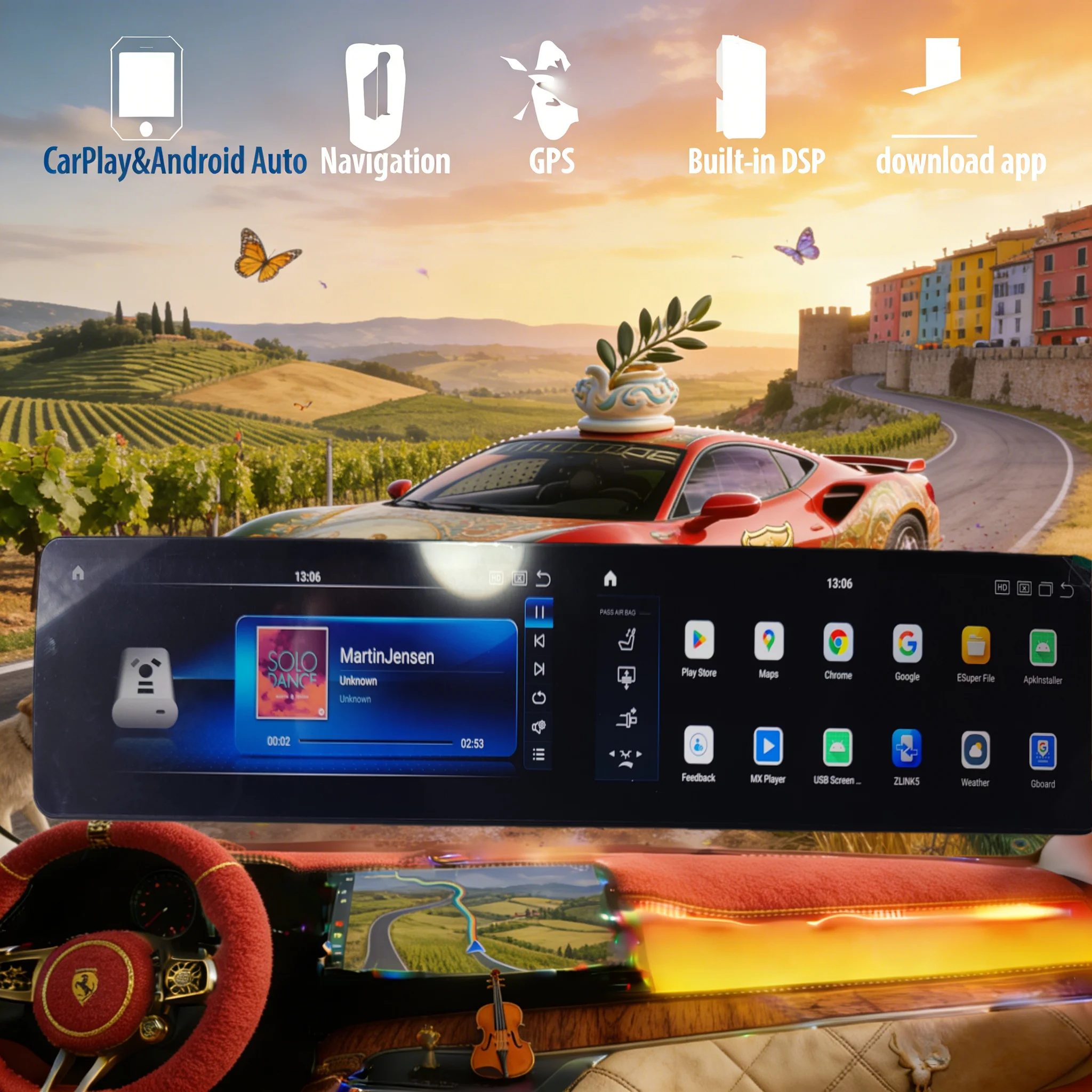 Фото 25.6 CarPlay Auto Android14 L RHD для Mercedes Benz A B C Class GLA CLA W205 W245 W246 W176 X156 C117 2013-2020 Экран Автомобильный Радиоприемник №1