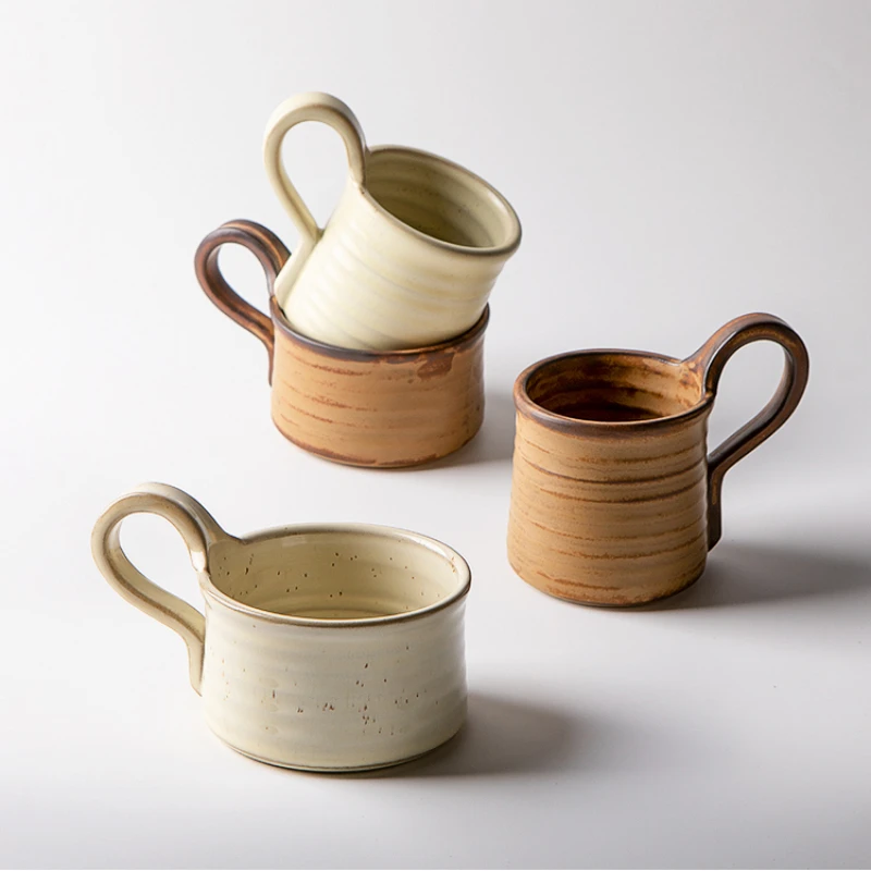 

Japanese coffee cup retro stoneware mug high value breakfast cup ceramic hanging ear latte milk cup