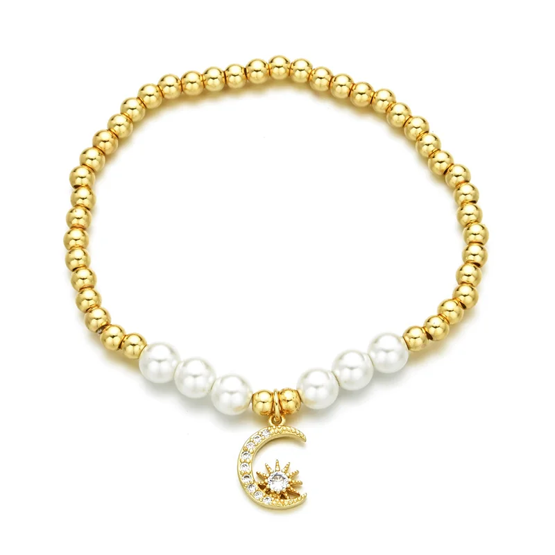 Роскошный позолоченный браслет из искусственного жемчуга для женщин Свадебная