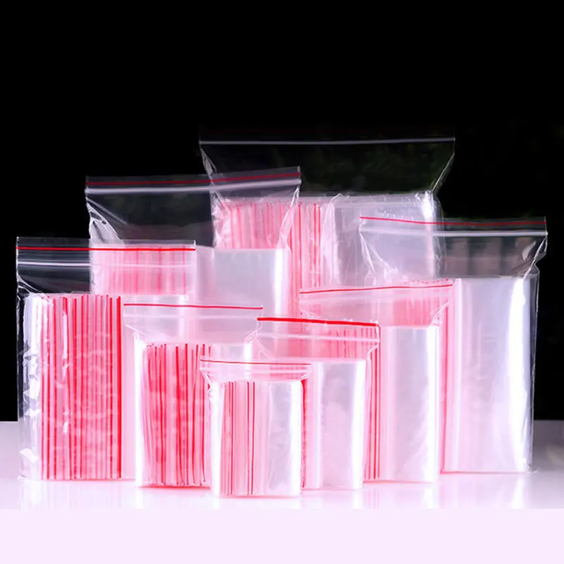 

100PCS Jewelry Zipper Plastic Bag Zipper Lock Reclosable Plastic Organizador Transparent Packaging Bags Different Sizes