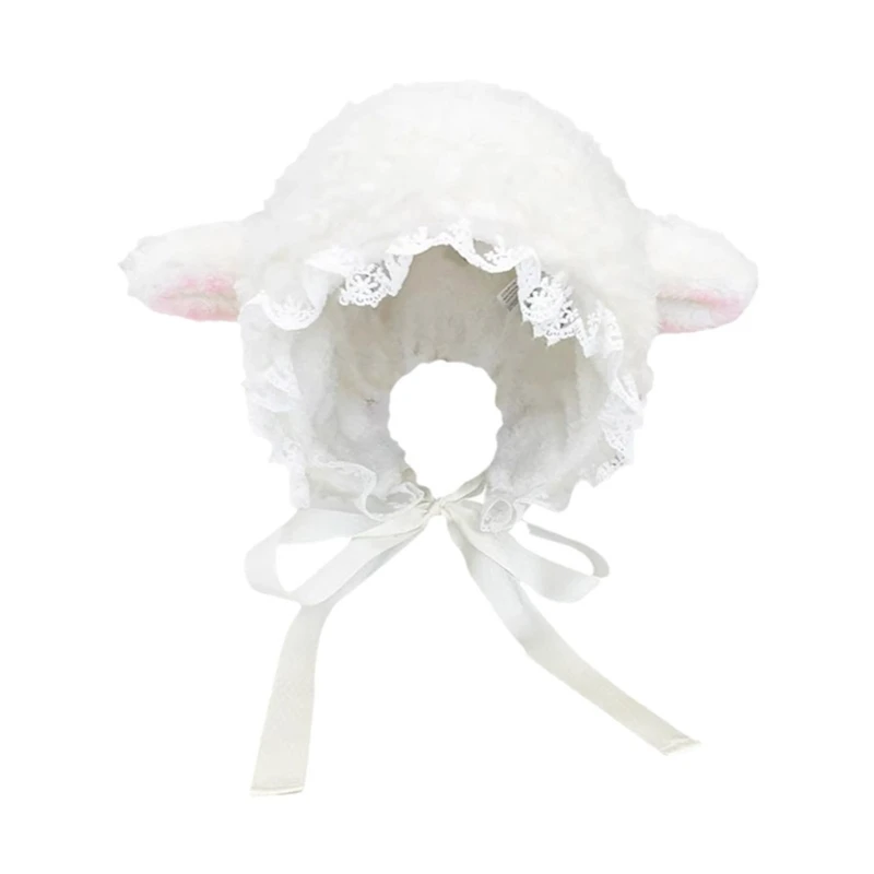 

Q0KE Beanie Hat Easter Christmas Little Lamb Ears Hat Cosplay Lamb Hats with