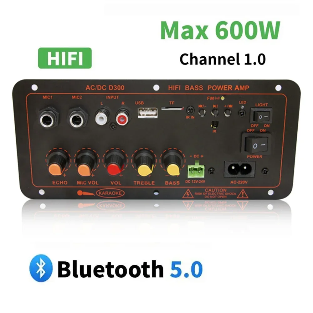 Плата усилителя MP3 600 Вт Bluetooth 5 0 12 В 24
