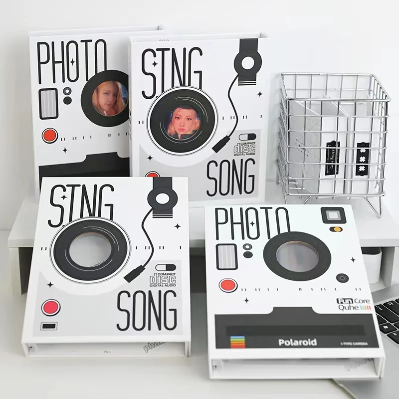 A5 Original Design Kawaii black white magnetic Kpop Photocard Binder record player Polaroid photo album Idol Album Collect Book