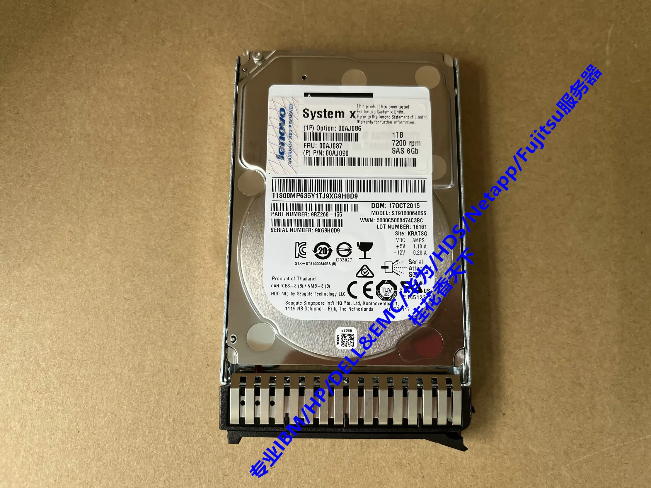 

IBM 00AJ087 1TB 7.2K SAS 6G 2.5 00AJ086 00AJ090 M5 Server Hard Disk