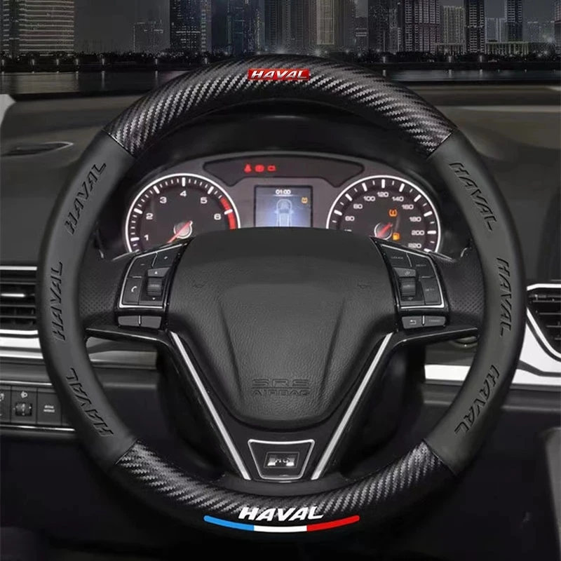 

Car Carbon fiber leather Steering Wheel Cover For Great Wall Haval/Hover H1 H2 H6 H7 H4 H9 F5 F7 F9 H2S Car Logo 3D Embossing