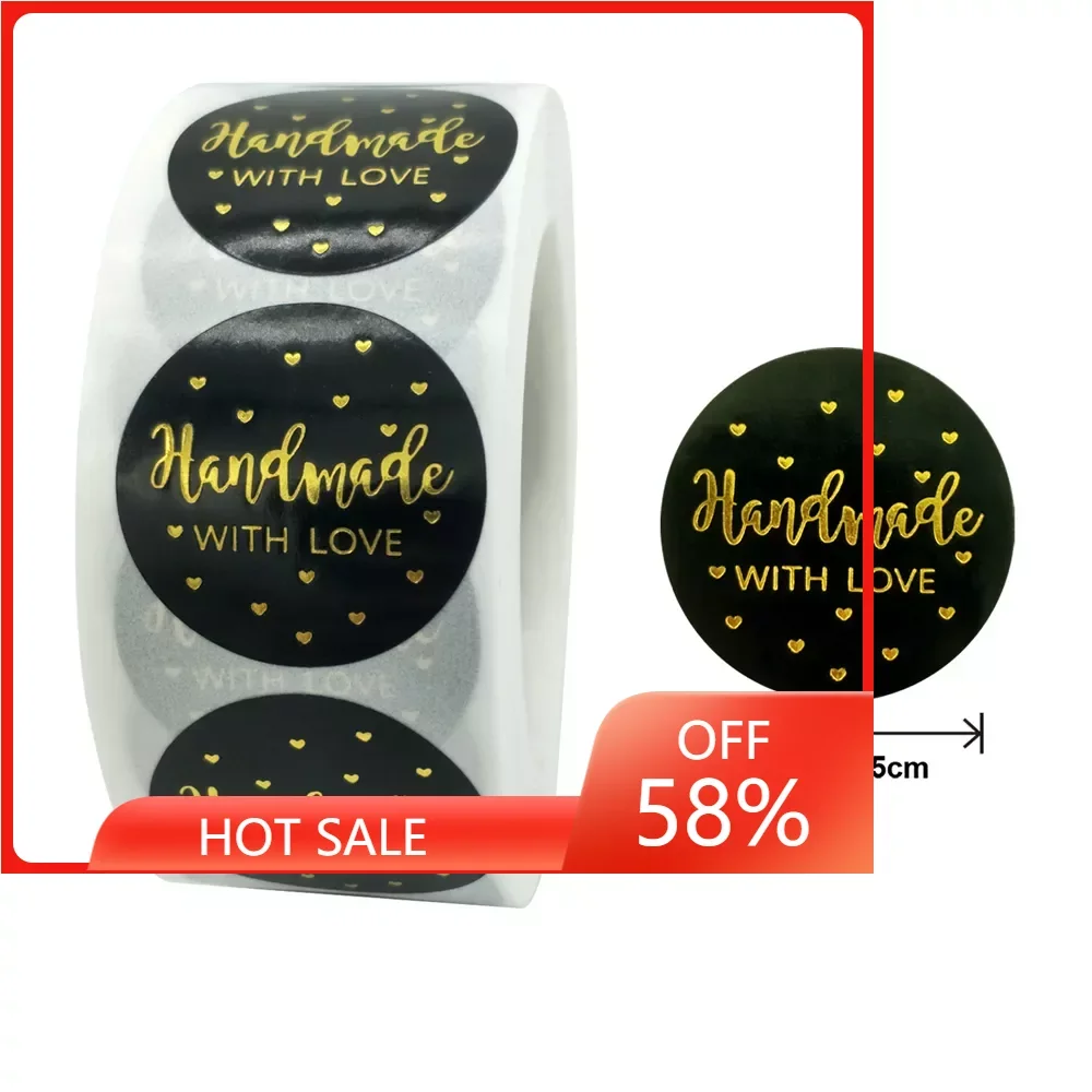 

handmade with Love Stickers Baking label wedding sticker party label decoration envelope seal stationery black sticker