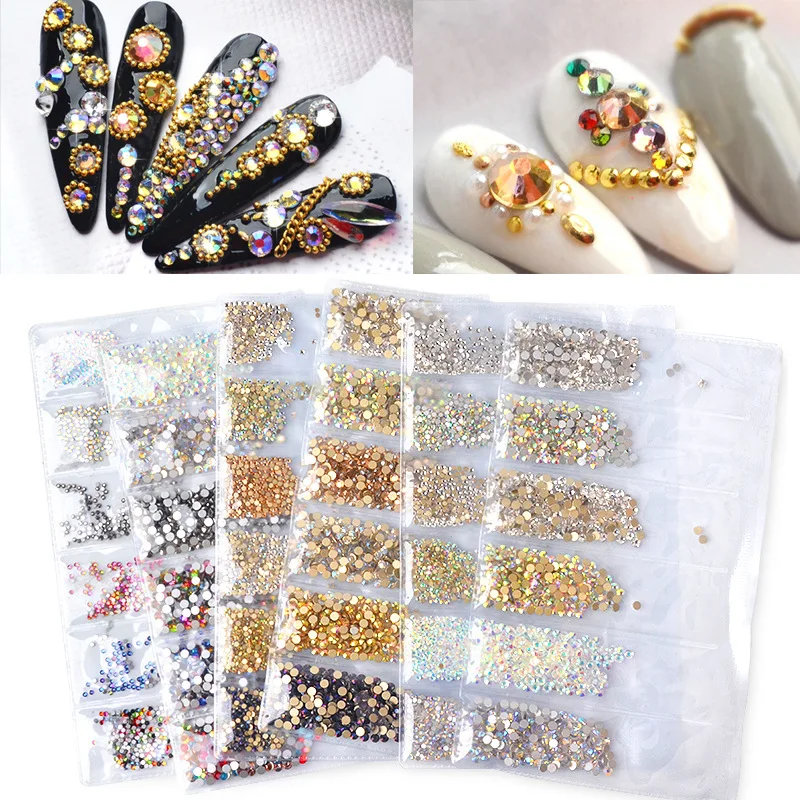 

Nail Art 6 Grid Nail Art Decorations Flat Bottom Rhinestones AB Rhinestone Decoration Nail Jewelry Nail Art Rhinestones