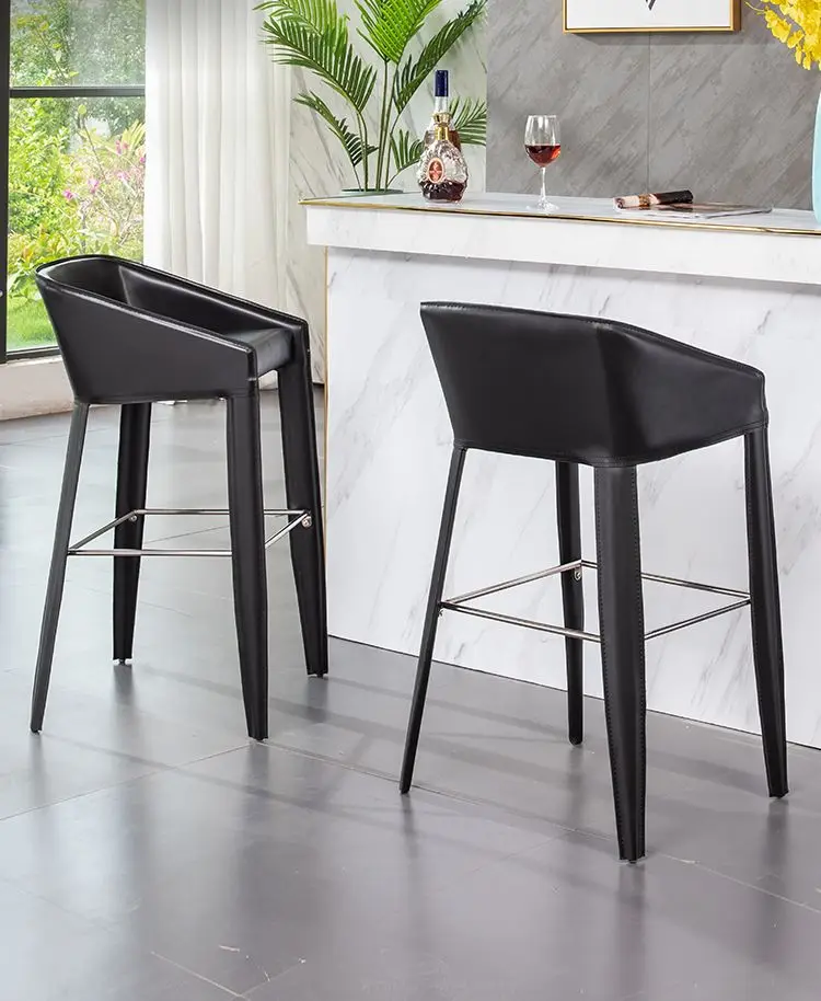Итальянский роскошный барный стул Седло кожаный барный стул современная простая домашняя спинка высокий стул кафе бар стул