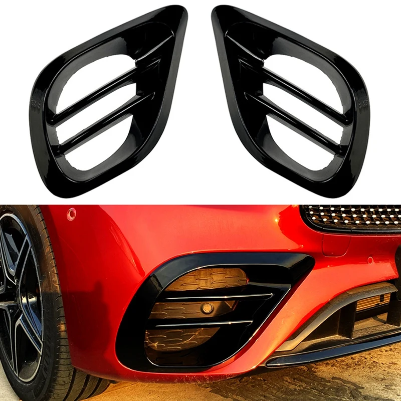 

Car Front Bumper Spoiler Splitter Cover Fog Light Grille Stip For Mercedes-Benz E-Class W213 2021+ E260 E300 E53 AMG