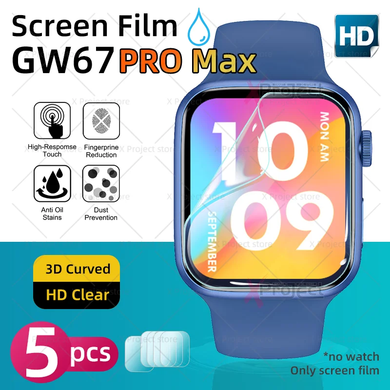 

Screen Film For GW67 PRO MAX Smart Watch Screen Protector Smartwatch Hydrogel Protective Film Series 7 Cover PK IWO P37 pro max