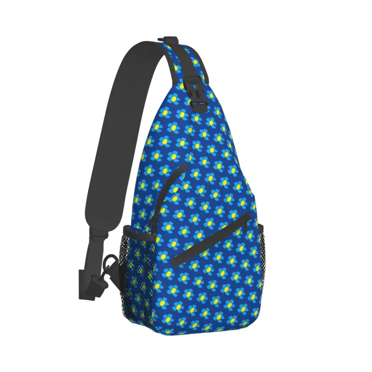 

Blue And Yellow Daisy Shoulder Bags Vintage Floral Stylish Chest Bag Phone Hiking Sling Bag Workout Graphic Design Small Bags