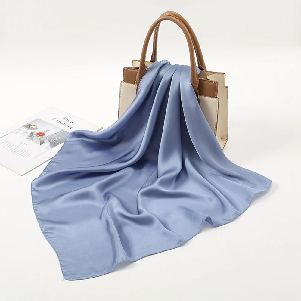 

70*70cm Silk Satin Square Scarf Solid Color Office Bandana Hijab Handkerchief Elegant Shawl Wrap Small Headband Bag Scarves