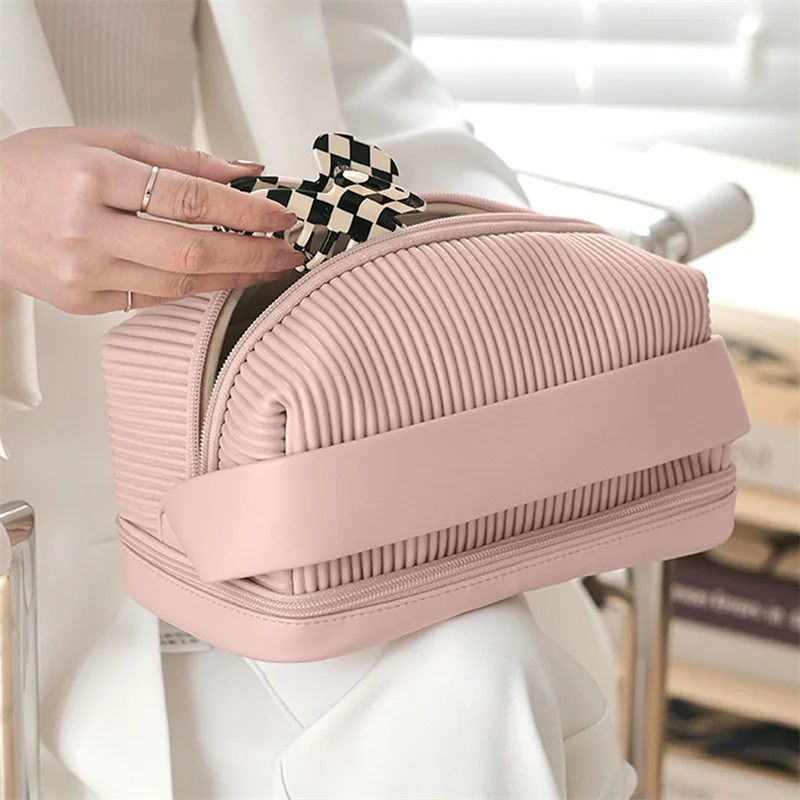 

Women Double Layer Toiletry Bag Multi-function Beauty Bag Large Capacity Cosmetic Bag Fashion Makeup Tool Pouches 2023 New