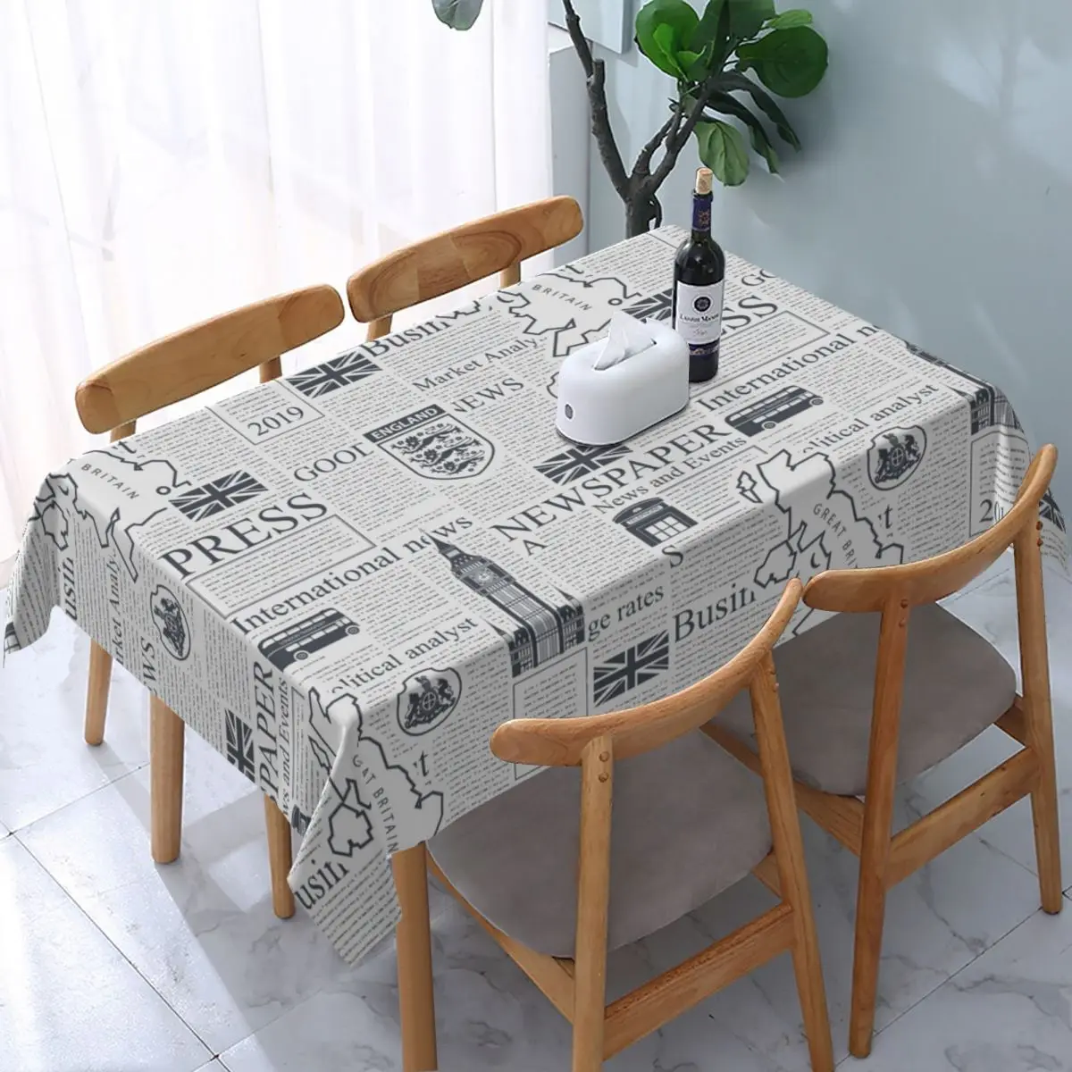 

Маслостойкая Скатерть для стола с британским лондонским символом, эластичная приталенная скатерть с флагом Великобритании, скатерть с подкладкой для обеда