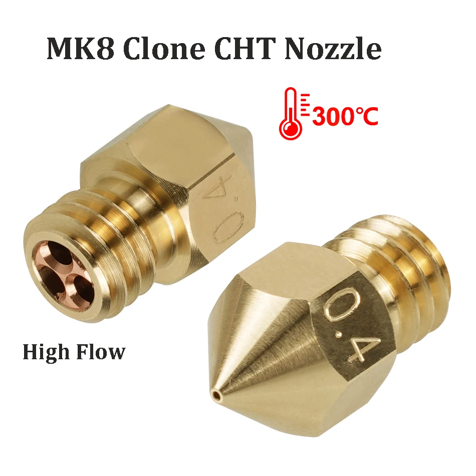 

4pcs MK8 Nozzles Clone CHT Nozzle 3D Printer Parts Hotend High Flow Brass Nozzle For Ender 3 CR10 KP3S Pro For 1.75/3mm Filament