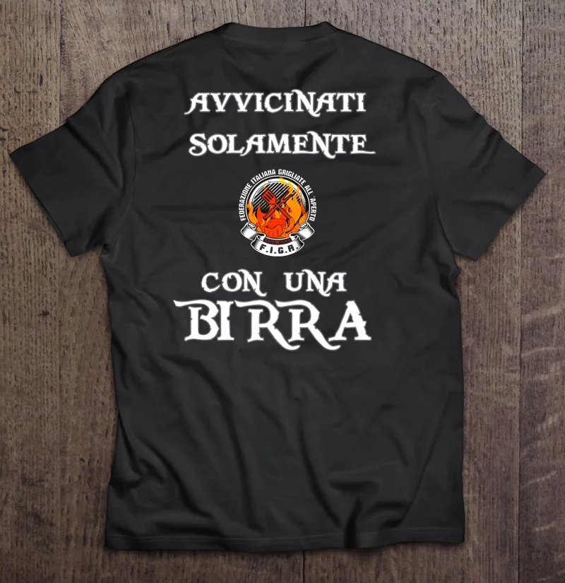 

Футболка мужская оверсайз с коротким рукавом, майка с барбекю и пивом Avvicinati Sola te Con Una Birra