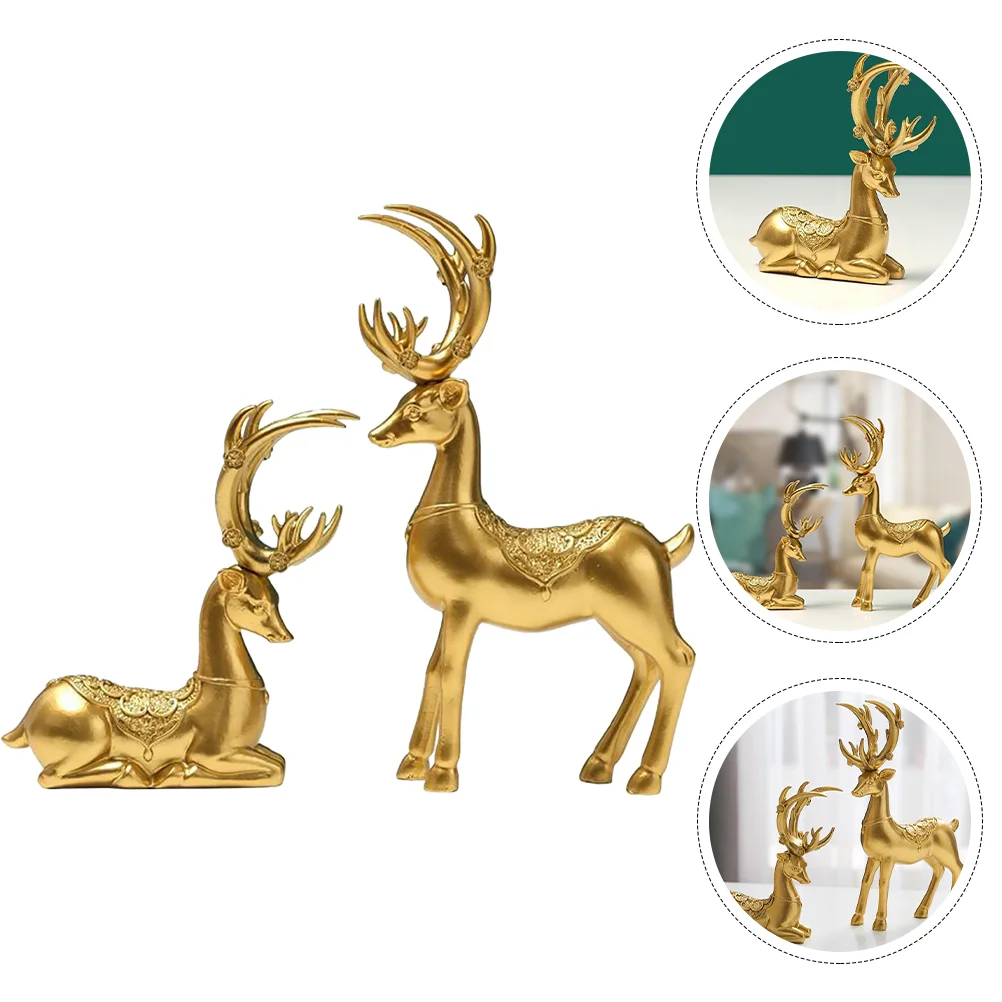 

Elk Deer Statue Ornament Figurine Reindeer Resin Christmas Figurines Statues Animal Sitting Decor Decoration Standing Cupcake