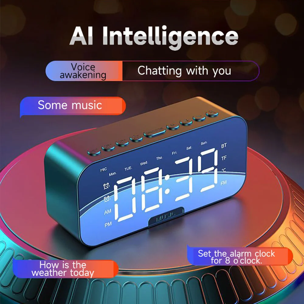 

Intelligent AI Alarm Clock Bluetooth High Sound Quality And Large Volume Student Wireless Small Speaker Electronic Alarm Low