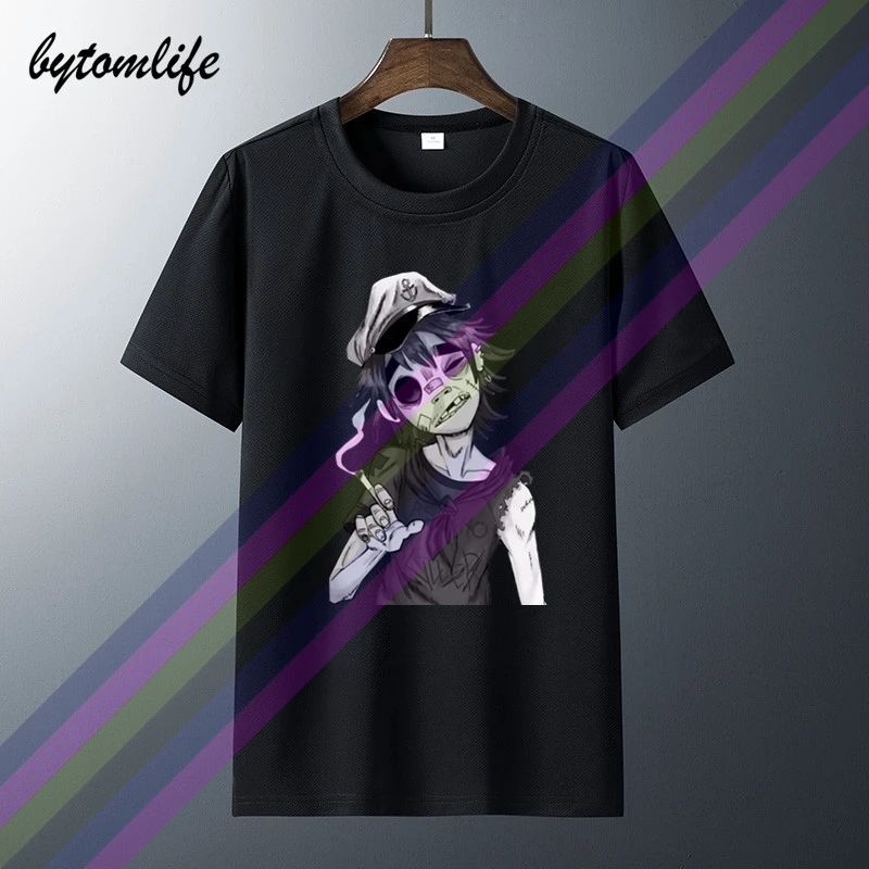 Модная футболка рок-группы Gorillaz с круглым вырезом и коротким рукавом |